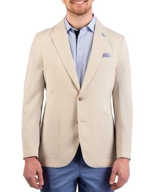 Tailorbyrd Textured Stripe Seersucker Sport Coat - Natural