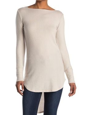 Go Couture Graphic Boat Neck Top - Natural