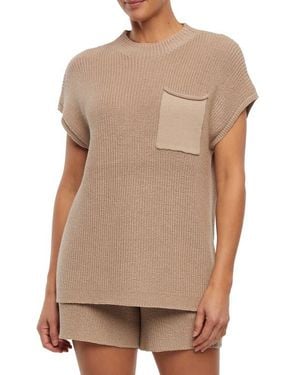 Three Dots Michaela Pocket Knit T-Shirt - Natural