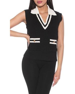 Alexia Admor Michelle Cable Knit Sweater Vest - Black