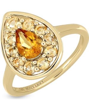 Bony Levy 14K Pear Cut Citrine Halo Ring - Metallic