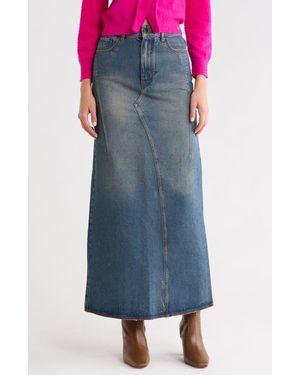 Marc Jacobs Fluted Denim Maxi Skirt - Blue