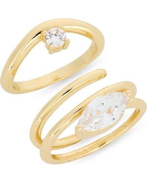 Nordstrom Rack Set Of 2 Cubic Zirconia Ring Stack - Metallic