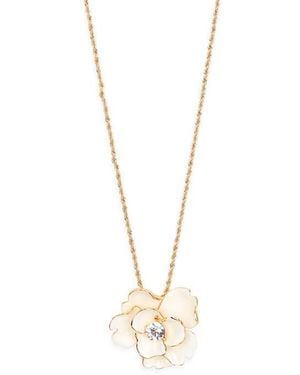 Kenneth Jay Lane Crystal & Enamel Flower Pendant Necklace - Metallic