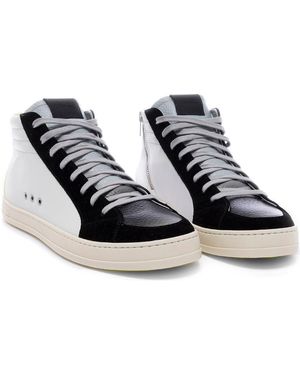 P448 Mixed-Texture High-Top Sneakers - Black