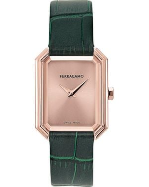 Ferragamo Crystal Leather Strap Watch, 27Mm X 34Mm - Multicolor