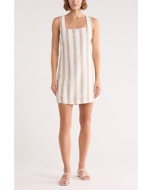 Blu Pepper Stripe Sleeveless Minidress - Brown