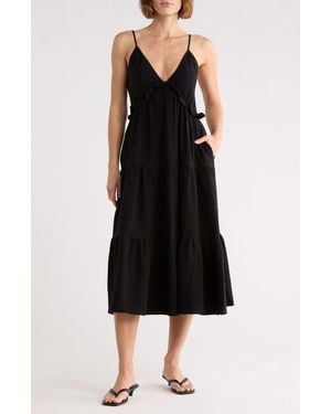 LBLC The Label Daisy Cotton Tiered Sundress - Black