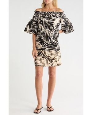 Vince Camuto Smocked Off The Shoulder Minidress - Multicolor