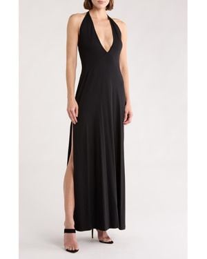 Go Couture Plunging V-Neck Maxi Dress - Black