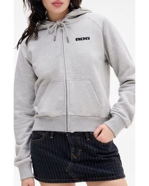 BDG Shrunken Zip Hoodie - Gray