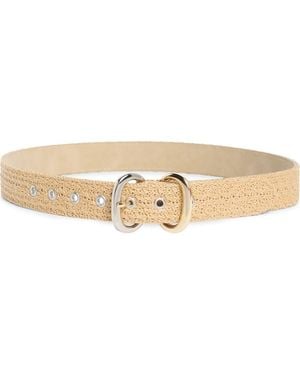 Steve Madden Double Buckle Faux Straw Belt - Natural