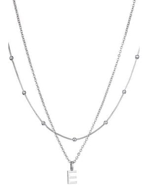 Adornia Initial Pendant Layered Chain Necklace - Blue