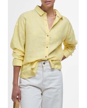 Barbour Hampton Linen Button-Up Shirt - Yellow
