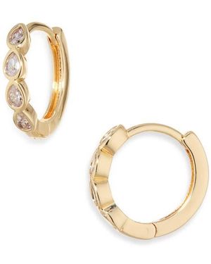 Sterling Forever Irvette Bezel Set Cz Hoop Earrings - Metallic