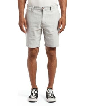 Mavi Noah Stripe Stretch Twill Flat Front Shorts - Gray