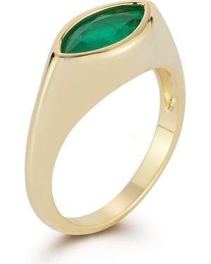 Glaze Jewelry Marquise Cubic Zirconia Signet Ring - Metallic