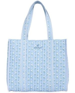 Nanette Lepore Floral Quilted Tote With Bear Charm & Crossbody Bag - Blue