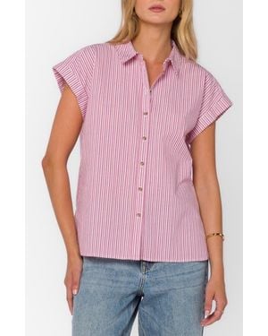 Velvet Heart Ilene Cotton Button-Up Shirt - Red