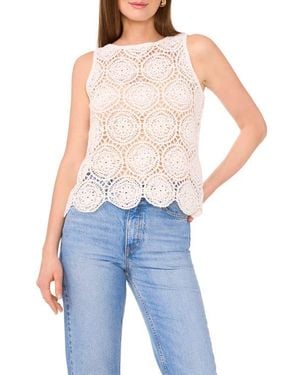 1.STATE Scalloped Crochet Tank - Blue