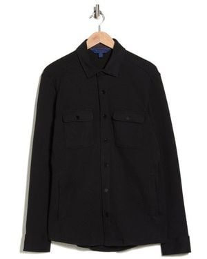David Donahue Quilted Cotton Overshirt - Black