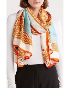 La Fiorentina Abstract Print Scarf - Orange