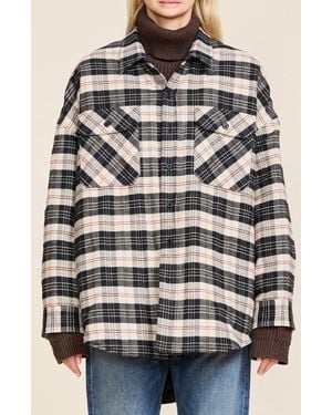 Denimist Plaid Flannel Shirt Jacket - Gray
