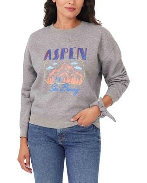 Kensie Easy Graphic Sweatshirt & Scrunchie Set - Gray