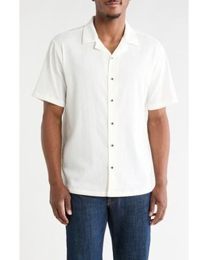 T.R. Premium Relaxed Fit Textured Camp Shirt - White