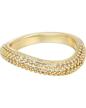 Adornia Pavé Cubic Zirconia Curved Chunky Band Ring - Metallic