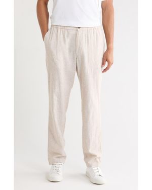 14th & Union Linen Blend Elastic Waist Pants - Gray
