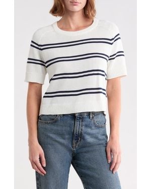 Vigoss Nautical Stripe Cotton Blend Sweater - White