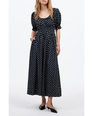 Madewell Smocked Waist Midi Dress - Black