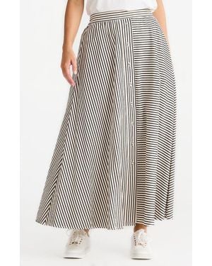 Brave+True Lucy Mixed Stripe Maxi Skirt - Brown