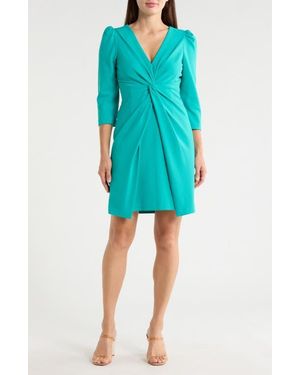 Julia Jordan Knotted Three-Quarter Sleeve Minidress - Blue