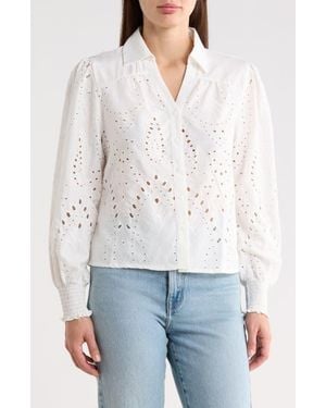 Forgotten Grace Cutout Embroidered Shirt - Natural