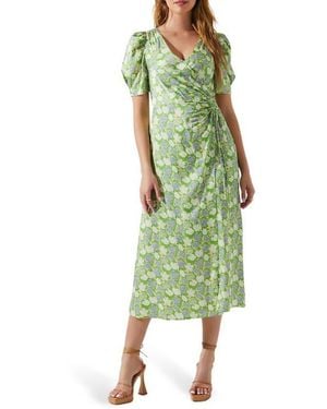 Astr Martina Ruched Dress - Green