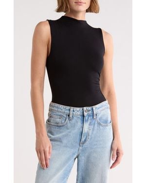 Blu Pepper Side Cinched Mock Neck Top - Black