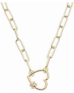 Juvell Heart Cubic Zirconia Paperclip Necklace - Metallic