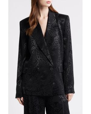 FARM Rio Leopard Jacquard Blazer - Black