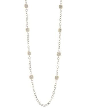 Juvell Two-Tone Cz Twisted Station Necklace - White