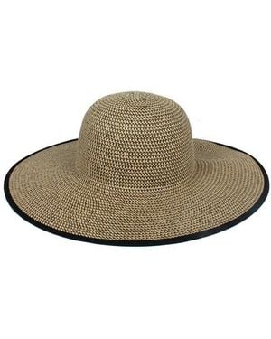 David & Young David And Young Marled Straw Ponytail Floppy Hat - Black