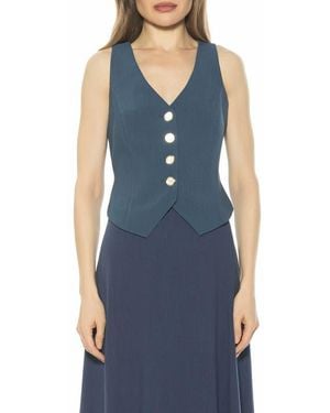 Alexia Admor Liliana Button Front Vest - Blue
