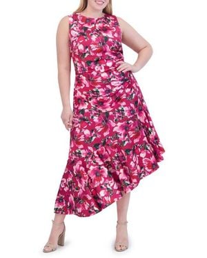 Eliza J Asymmetric Cocktail Midi Dress - Pink