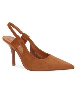 BERNESS Faux Suede Slingback Stiletto Pump - Brown