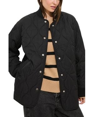 Alex Mill Wembley Quilted Bomber Jacket With Removable Faux Shearling Collar - Black