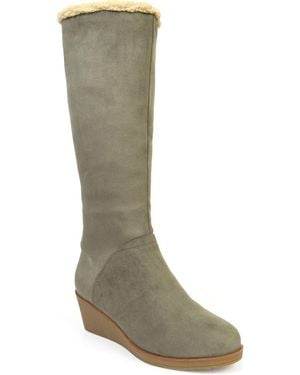 Aerosoles Binocular Faux Shearling Lined Wedge Boot - Green