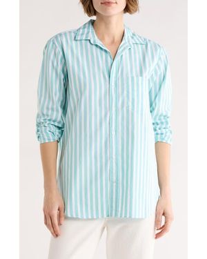 Frank & Eileen Boyfriend Cotton Button-Up Shirt - Blue