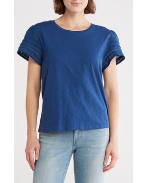 Lucky Brand Lace Trim T-Shirt - Blue