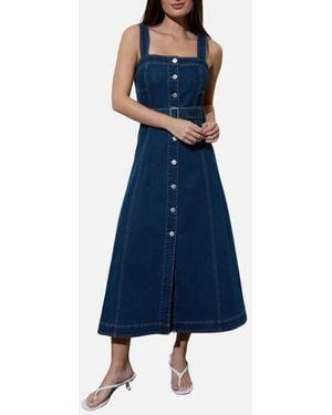 Blu Pepper Buttoned Midi Dress - Blue